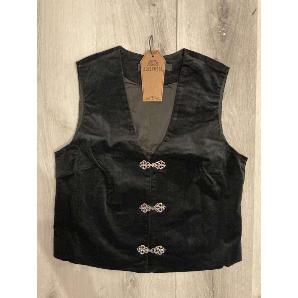 Disturbia Mire Sleeveless Corduroy Waistcoat Top Black Size 6 New With Tags - Picture 3 of 7